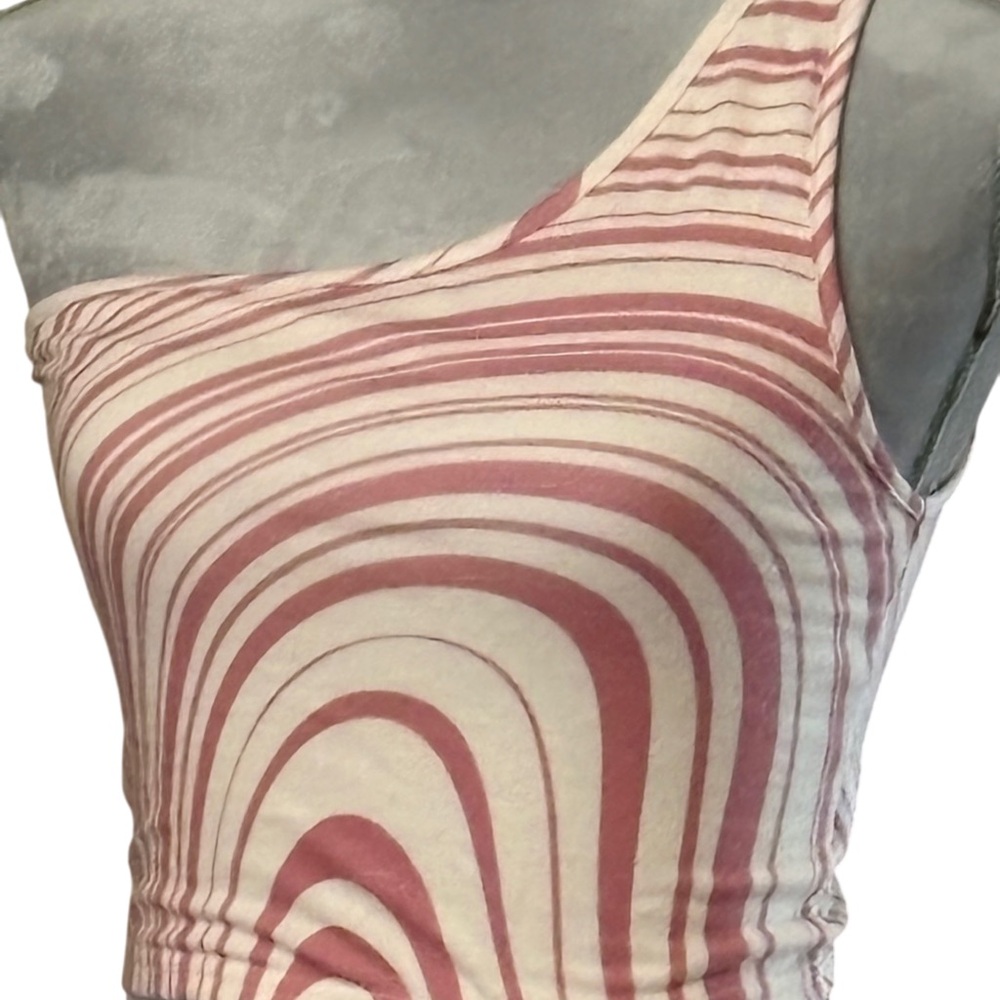 SHEIN Asymmetrical Pink and Cream Tank Top